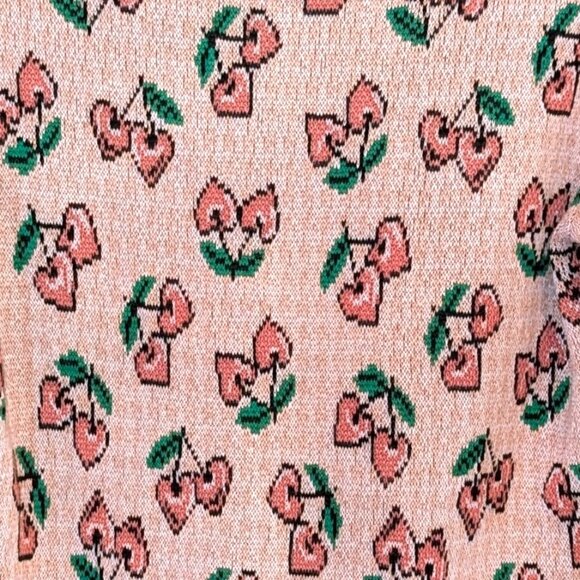 Unique Vintage | Pink Cherry Hearts Cardigan | Size Medium - Picture 9 of 12